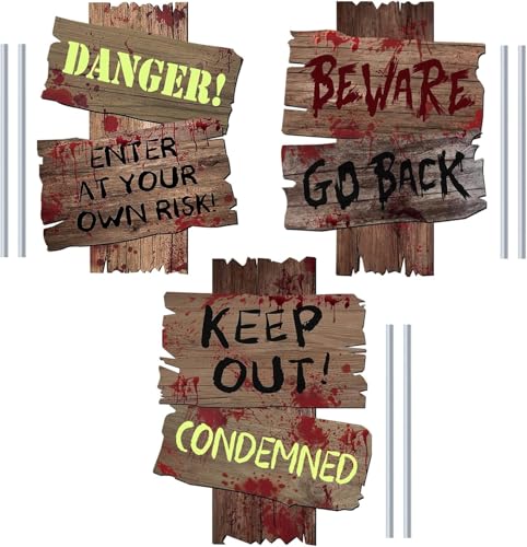 Creepy Outdoor Halloween Yard Signs - 3 Pack