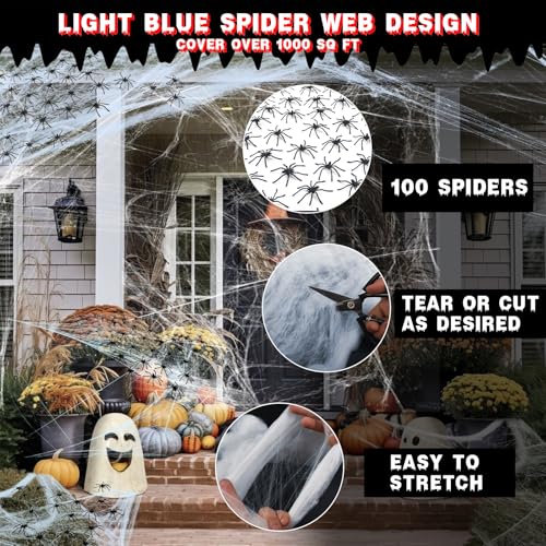 Spider Webs & Spooky Spiders Halloween Decorations Set