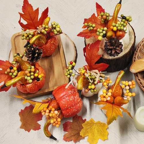 Thanksgiving Harvest Decor Set with Pumpkins and Berries