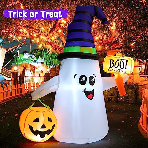 5 FT Halloween Inflatables Ghost with Pumpkin Decor