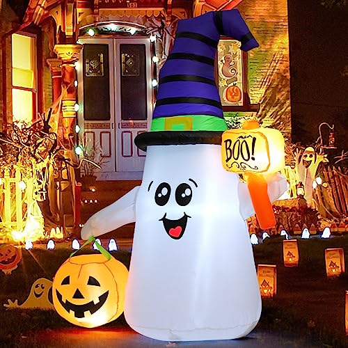5 FT Halloween Inflatables Ghost with Pumpkin Decor