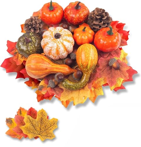 50 PCS Thanksgiving Artificial Pumpkins and Fall Decor