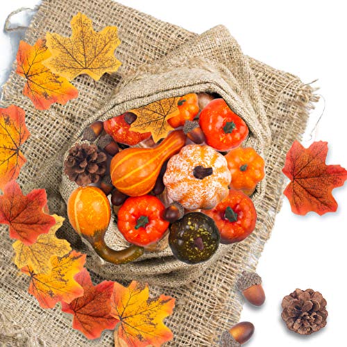 50 PCS Thanksgiving Artificial Pumpkins and Fall Decor