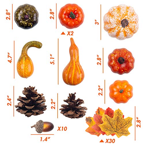 50 PCS Thanksgiving Artificial Pumpkins and Fall Decor