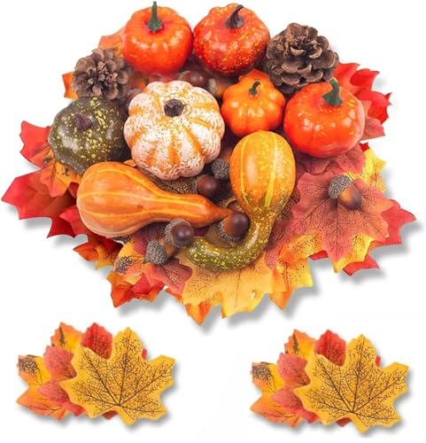 50 PCS Thanksgiving Artificial Pumpkins and Fall Decor