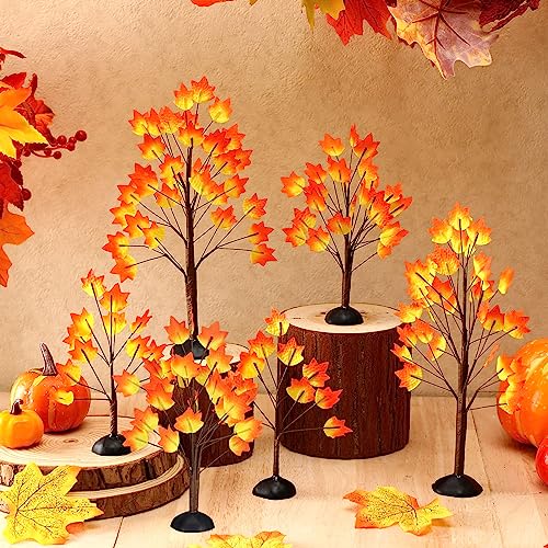 8 Pcs Artificial Maple Village Tabletop Trees