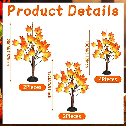 8 Pcs Artificial Maple Village Tabletop Trees