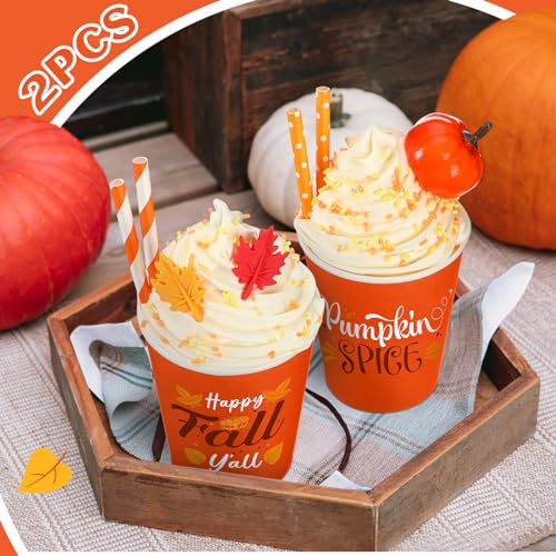 Fall Tiered Tray Decor Set with Faux Cream