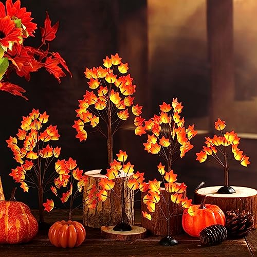 8 Pcs Artificial Maple Village Tabletop Trees