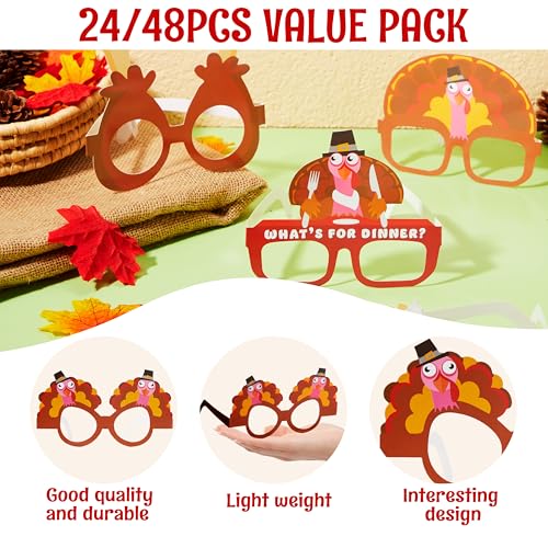 24 Pcs Thanksgiving Turkey Eyeglasses Party Props