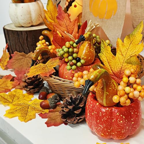 Thanksgiving Harvest Decor Set with Pumpkins and Berries