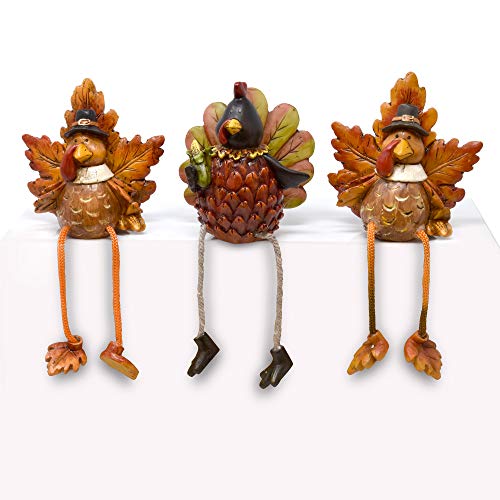 Thanksgiving Turkey Ceramic Shelf Sitters - 3 Pack