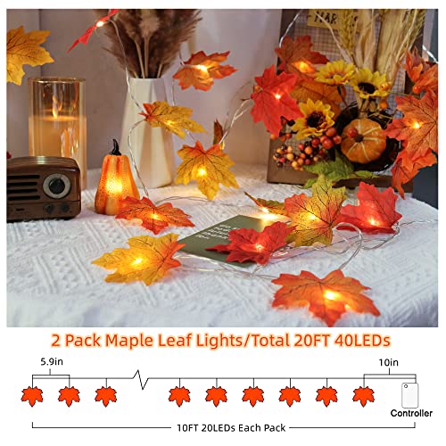 2 Pack LED Maple Leaf String Lights