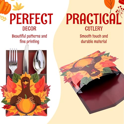 Thanksgiving Turkey Cutlery Holders - 18 Piece Set