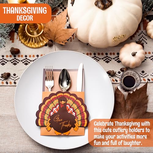 Thanksgiving Turkey Cutlery Holders - 18 Piece Set