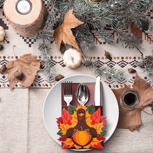 Thanksgiving Turkey Cutlery Holders - 18 Piece Set