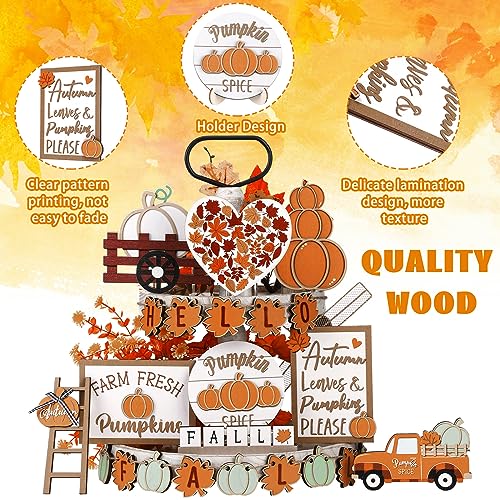 23-Piece Rustic Fall Tiered Tray Decor Set