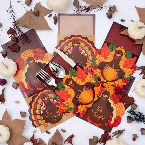 Thanksgiving Turkey Cutlery Holders - 18 Piece Set