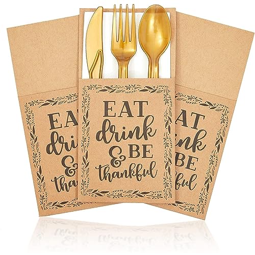 Thanksgiving Dinner Utensil Holder Pack - 36 Count