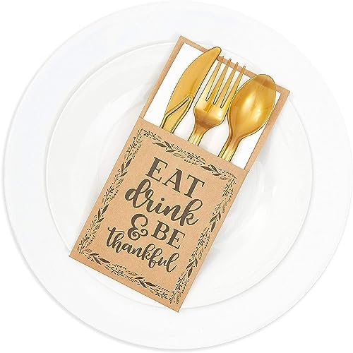 Thanksgiving Dinner Utensil Holder Pack - 36 Count