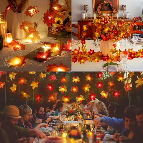 2 Pack LED Maple Leaf String Lights