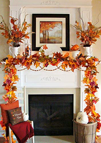 Autumn Maple Leaf Garland - 2 Pack Decor