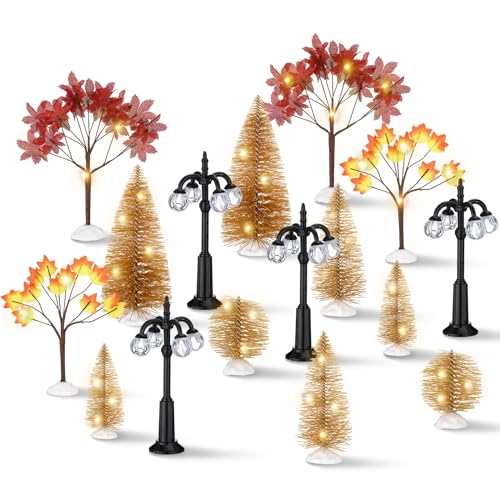 17-Piece Autumn Village Ornaments & LED Decor Set