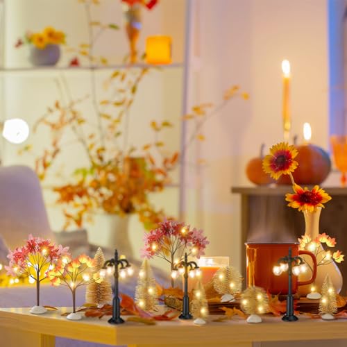 17-Piece Autumn Village Ornaments & LED Decor Set