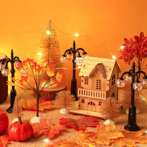 17-Piece Autumn Village Ornaments & LED Decor Set