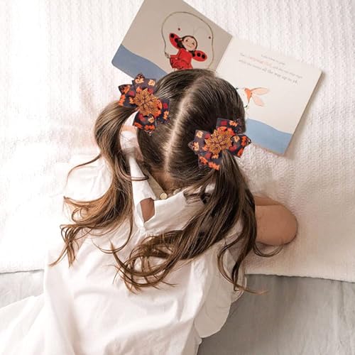 Thanksgiving Glitter Maple Leaf Hair Bow Clips