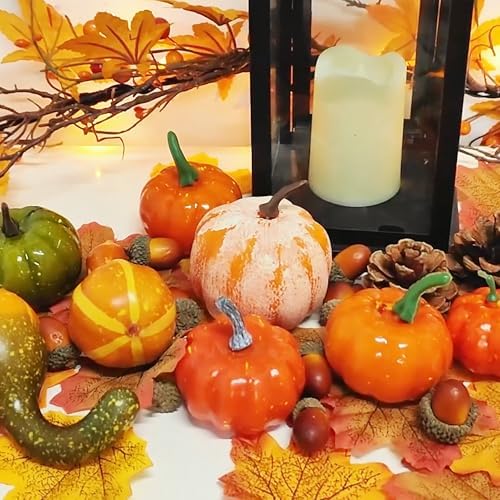 50pcs Mini Fall Pumpkins Decor Set