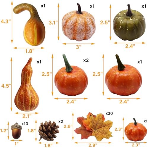 50pcs Mini Fall Pumpkins Decor Set