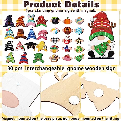 Interchangeable Wooden Gnome Holiday Decor Set