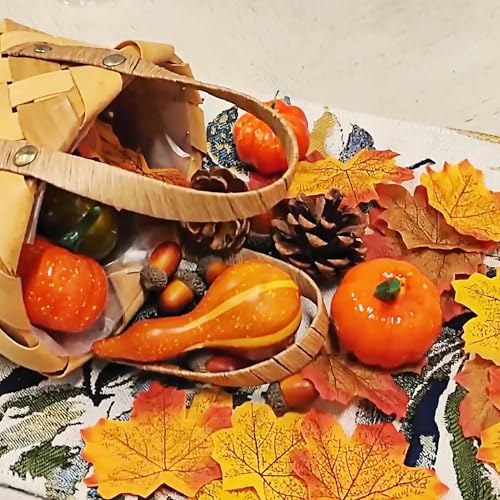 50pcs Mini Fall Pumpkins Decor Set