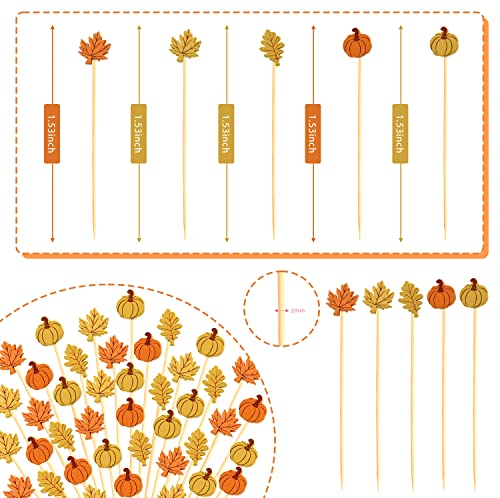 Autumn Cocktail Picks with Pumpkins and Leaves