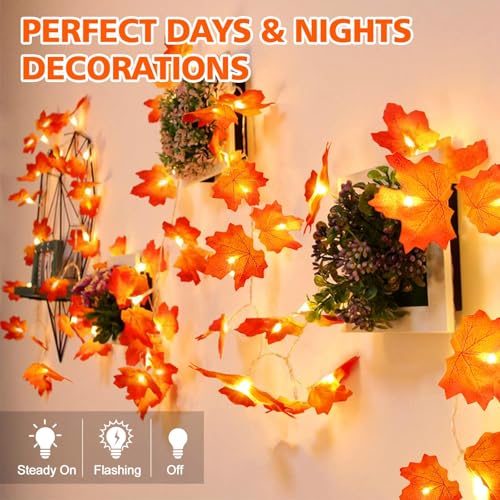 4PCS Fall Decor with Lights for Thanksgiving