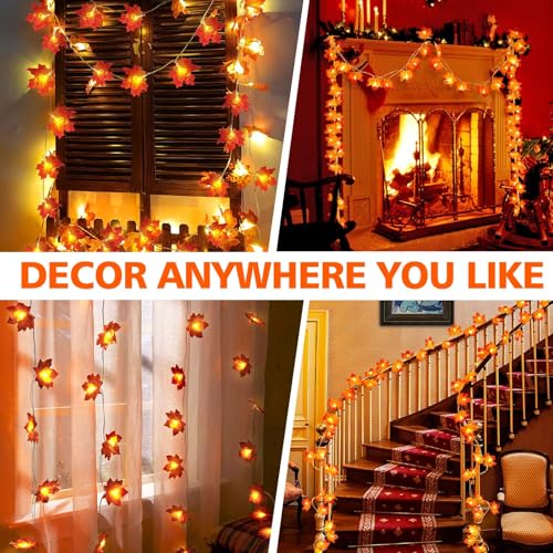 4PCS Fall Decor with Lights for Thanksgiving