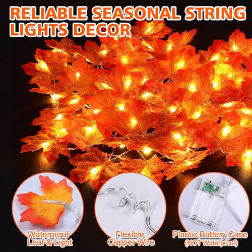 4PCS Fall Decor with Lights for Thanksgiving