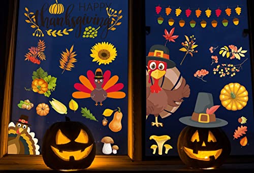 Thanksgiving Window Clings - 113 PCS Festive Decor