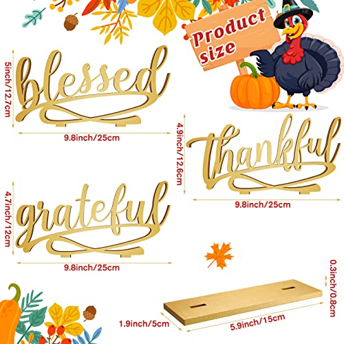 Thankful Grateful Blessed Thanksgiving Table Sign Set
