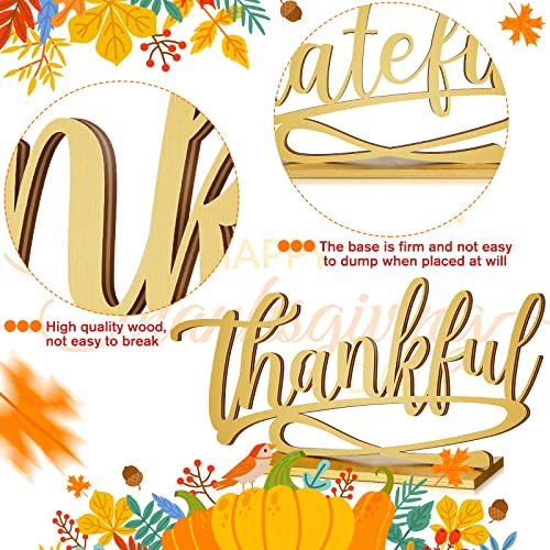 Thankful Grateful Blessed Thanksgiving Table Sign Set