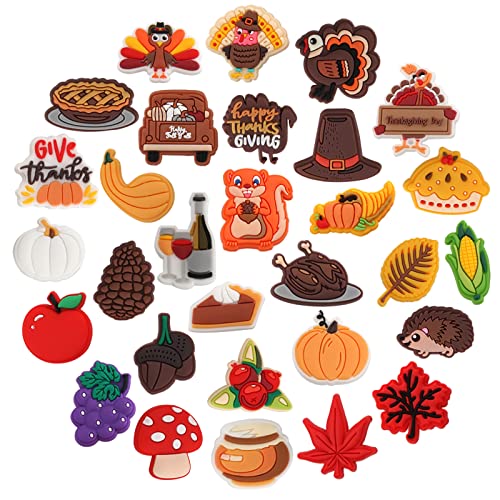 Thanksgiving Pumpkin Turkey Shoe Charms - 30PCS