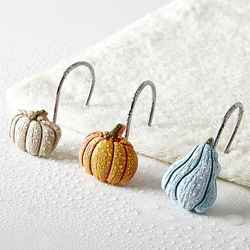12PCS Rustic Pumpkin Shower Curtain Hooks Set