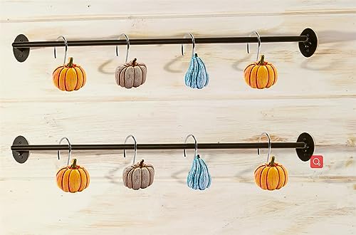 12PCS Rustic Pumpkin Shower Curtain Hooks Set