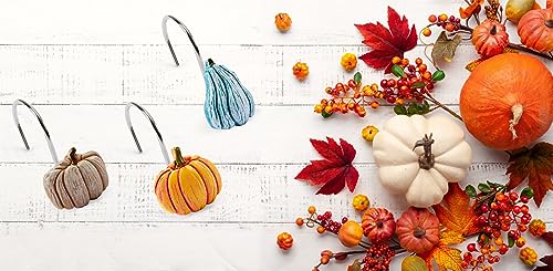 12PCS Rustic Pumpkin Shower Curtain Hooks Set
