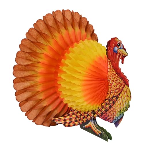 Colorful Tissue Turkey Holiday Centerpiece Decoration