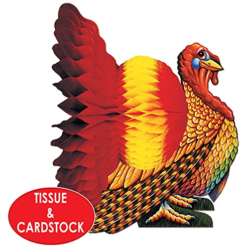 Colorful Tissue Turkey Holiday Centerpiece Decoration