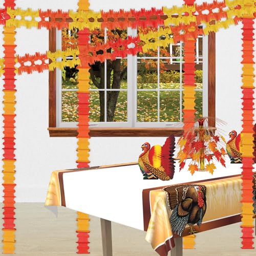 Colorful Tissue Turkey Holiday Centerpiece Decoration