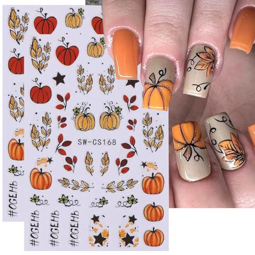 6 Sheets Autumn Pumpkin Nail Art Stickers