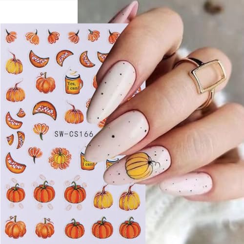 6 Sheets Autumn Pumpkin Nail Art Stickers